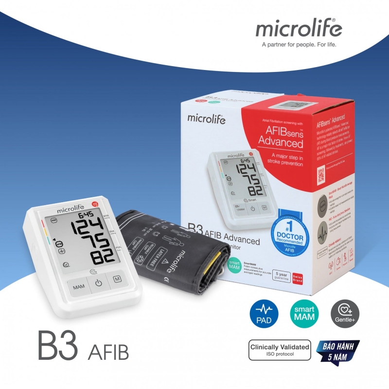 MÁY ĐO HUYẾT ÁP BẮP TAY MICROLIFE B3 AFIB ADVANCED